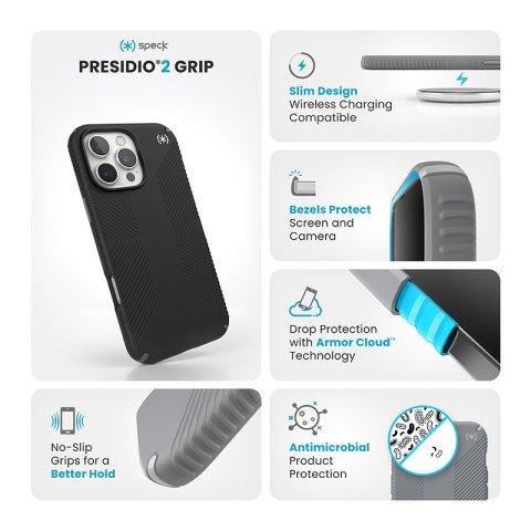 Speck Presidio2 Grip - Etui iPhone 16 Pro Max (Black / Slate Grey / White) Speck Presidio2 Grip - Etui iPhone 16 Pro Max (Black / Slate Grey / White)