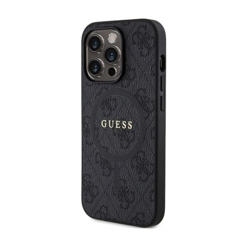 Guess 4G Collection Leather Metal Logo MagSafe - Etui iPhone 15 Pro Max (czarny) Guess 4G Collection Leather Metal Logo MagSafe - Etui iPhone 15 Pro Max (czarny)