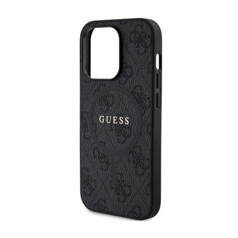 Guess 4G Collection Leather Metal Logo MagSafe - Etui iPhone 15 Pro Max (czarny) Guess 4G Collection Leather Metal Logo MagSafe - Etui iPhone 15 Pro Max (czarny)