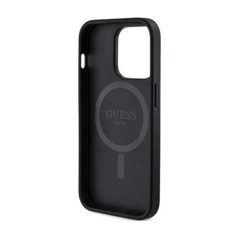 Guess 4G Collection Leather Metal Logo MagSafe - Etui iPhone 15 Pro Max (czarny) Guess 4G Collection Leather Metal Logo MagSafe - Etui iPhone 15 Pro Max (czarny)