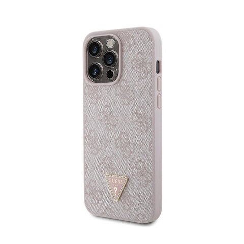 Guess Leather 4G Triangle Strass - Etui iPhone 15 Pro Max (różowy) Guess Leather 4G Triangle Strass - Etui iPhone 15 Pro Max (różowy)