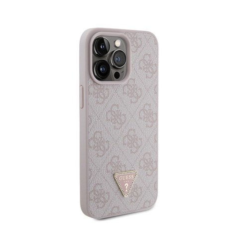 Guess Leather 4G Triangle Strass - Etui iPhone 15 Pro Max (różowy) Guess Leather 4G Triangle Strass - Etui iPhone 15 Pro Max (różowy)