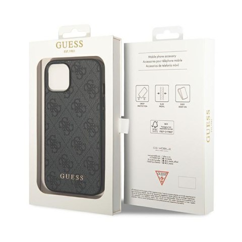 Guess 4G Metal Gold Logo - Etui iPhone 14 (szary) Guess 4G Metal Gold Logo - Etui iPhone 14 (szary)
