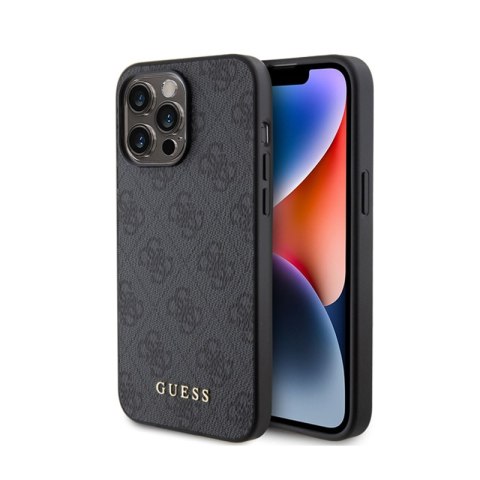 Guess 4G Metal Gold Logo - Etui iPhone 15 Pro Max (szary) Guess 4G Metal Gold Logo - Etui iPhone 15 Pro Max (szary)