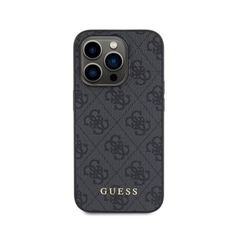 Guess 4G Metal Gold Logo - Etui iPhone 15 Pro (szary) Guess 4G Metal Gold Logo - Etui iPhone 15 Pro (szary)