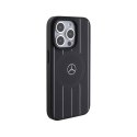 Mercedes Stripes Pattern Leather MagSafe - Etui iPhone 15 Pro (czarny)
