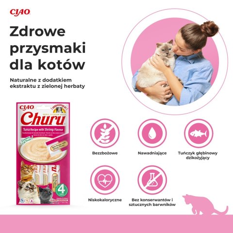 INABA CHURU tuńczyk/krewetka przysmak kot 4x14g INABA CHURU tuńczyk/krewetka przysmak kot 4x14g