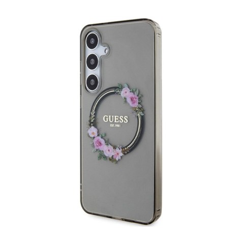 Guess IML Flowers Wreath MagSafe - Etui Samsung Galaxy S24+ (czarny) Guess IML Flowers Wreath MagSafe - Etui Samsung Galaxy S24+ (czarny)
