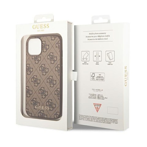 Guess 4G Metal Gold Logo - Etui iPhone 15 / 14 / 13 (brązowy) Guess 4G Metal Gold Logo - Etui iPhone 15 / 14 / 13 (brązowy)