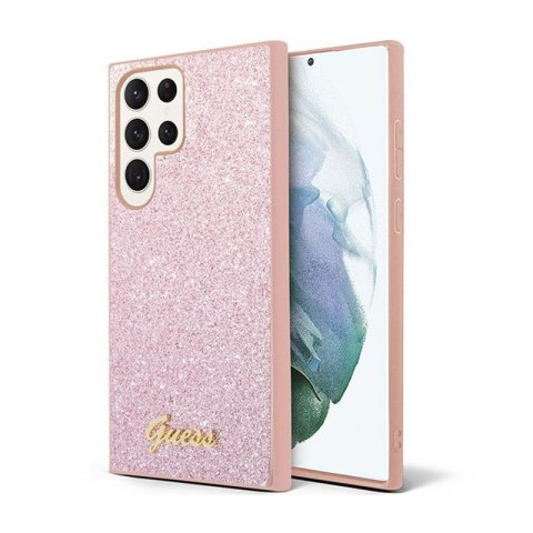 Guess Glitter Flakes Metal Logo Case - Etui Samsung Galaxy S24 Ultra (różowy) Guess Glitter Flakes Metal Logo Case - Etui Samsung Galaxy S24 Ultra (różowy)
