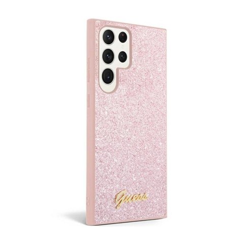 Guess Glitter Flakes Metal Logo Case - Etui Samsung Galaxy S24 Ultra (różowy) Guess Glitter Flakes Metal Logo Case - Etui Samsung Galaxy S24 Ultra (różowy)