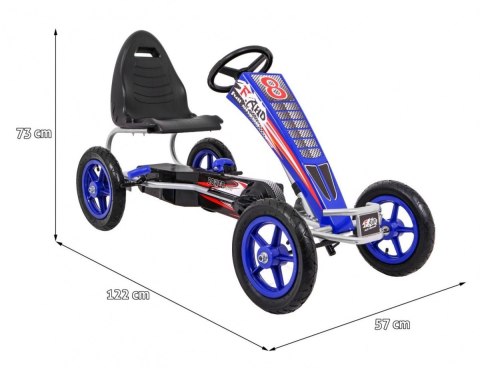 Gokart Full Ahead AIR na pedały dla dzieci 3+ Niebieski + Regulacja siedziska + Pompowane koła + Hamulec ręczny Gokart Full Ahead AIR na pedały dla dzieci 3+ Niebieski + Regulacja siedziska + Pompowane koła + Hamulec ręczny