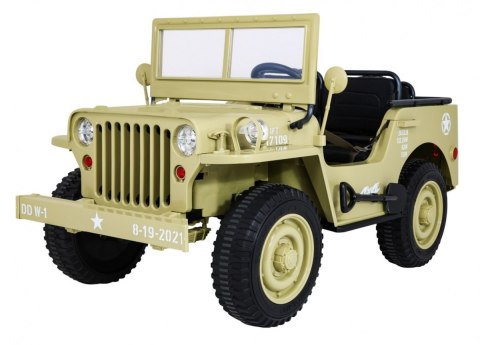 Autko Wojskowe Retro dla 3 dzieci Matcha + Napęd 4x4 + Schowki + EVA + Wolny Start + MP3 LED Autko Wojskowe Retro dla 3 dzieci Matcha + Napęd 4x4 + Schowki + EVA + Wolny Start + MP3 LED