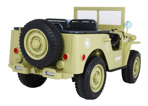Autko Wojskowe Retro dla 3 dzieci Matcha + Napęd 4x4 + Schowki + EVA + Wolny Start + MP3 LED Autko Wojskowe Retro dla 3 dzieci Matcha + Napęd 4x4 + Schowki + EVA + Wolny Start + MP3 LED