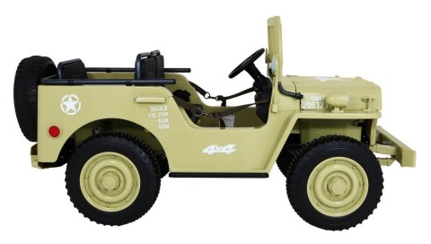 Autko Wojskowe Retro dla 3 dzieci Matcha + Napęd 4x4 + Schowki + EVA + Wolny Start + MP3 LED Autko Wojskowe Retro dla 3 dzieci Matcha + Napęd 4x4 + Schowki + EVA + Wolny Start + MP3 LED