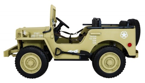 Autko Wojskowe Retro dla 3 dzieci Matcha + Napęd 4x4 + Schowki + EVA + Wolny Start + MP3 LED Autko Wojskowe Retro dla 3 dzieci Matcha + Napęd 4x4 + Schowki + EVA + Wolny Start + MP3 LED