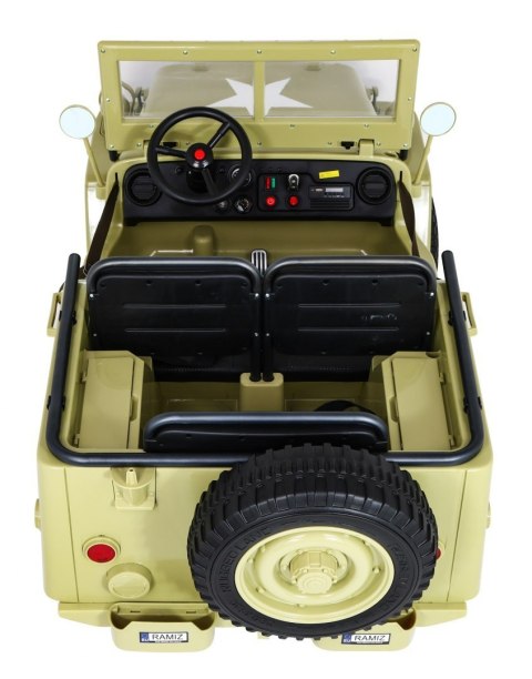Autko Wojskowe Retro dla 3 dzieci Matcha + Napęd 4x4 + Schowki + EVA + Wolny Start + MP3 LED Autko Wojskowe Retro dla 3 dzieci Matcha + Napęd 4x4 + Schowki + EVA + Wolny Start + MP3 LED