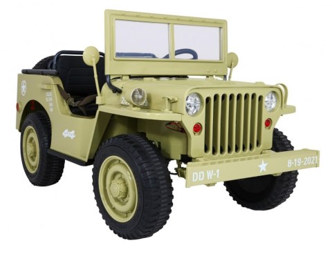 Autko Wojskowe Retro dla 3 dzieci Matcha + Napęd 4x4 + Schowki + EVA + Wolny Start + MP3 LED Autko Wojskowe Retro dla 3 dzieci Matcha + Napęd 4x4 + Schowki + EVA + Wolny Start + MP3 LED