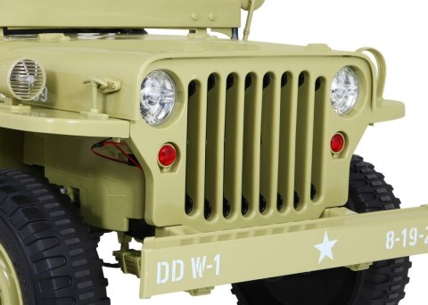 Autko Wojskowe Retro dla 3 dzieci Matcha + Napęd 4x4 + Schowki + EVA + Wolny Start + MP3 LED Autko Wojskowe Retro dla 3 dzieci Matcha + Napęd 4x4 + Schowki + EVA + Wolny Start + MP3 LED