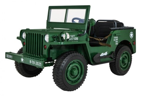 Autko Wojskowe Retro dla 3 dzieci Zielony + Napęd 4x4 + Schowki + EVA + Wolny Start + MP3 LED Autko Wojskowe Retro dla 3 dzieci Zielony + Napęd 4x4 + Schowki + EVA + Wolny Start + MP3 LED
