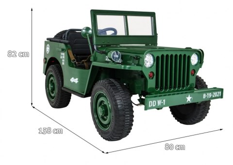 Autko Wojskowe Retro dla 3 dzieci Zielony + Napęd 4x4 + Schowki + EVA + Wolny Start + MP3 LED Autko Wojskowe Retro dla 3 dzieci Zielony + Napęd 4x4 + Schowki + EVA + Wolny Start + MP3 LED