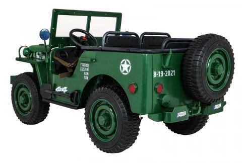 Autko Wojskowe Retro dla 3 dzieci Zielony + Napęd 4x4 + Schowki + EVA + Wolny Start + MP3 LED Autko Wojskowe Retro dla 3 dzieci Zielony + Napęd 4x4 + Schowki + EVA + Wolny Start + MP3 LED
