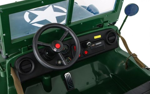 Autko Wojskowe Retro dla 3 dzieci Zielony + Napęd 4x4 + Schowki + EVA + Wolny Start + MP3 LED Autko Wojskowe Retro dla 3 dzieci Zielony + Napęd 4x4 + Schowki + EVA + Wolny Start + MP3 LED