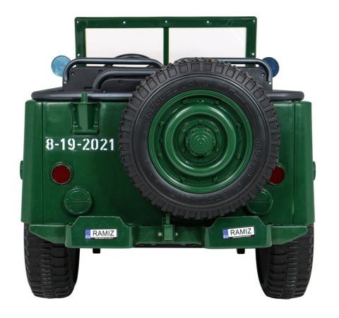 Autko Wojskowe Retro dla 3 dzieci Zielony + Napęd 4x4 + Schowki + EVA + Wolny Start + MP3 LED Autko Wojskowe Retro dla 3 dzieci Zielony + Napęd 4x4 + Schowki + EVA + Wolny Start + MP3 LED