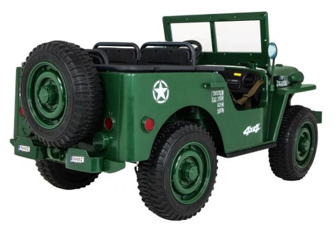 Autko Wojskowe Retro dla 3 dzieci Zielony + Napęd 4x4 + Schowki + EVA + Wolny Start + MP3 LED Autko Wojskowe Retro dla 3 dzieci Zielony + Napęd 4x4 + Schowki + EVA + Wolny Start + MP3 LED