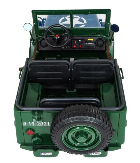 Autko Wojskowe Retro dla 3 dzieci Zielony + Napęd 4x4 + Schowki + EVA + Wolny Start + MP3 LED Autko Wojskowe Retro dla 3 dzieci Zielony + Napęd 4x4 + Schowki + EVA + Wolny Start + MP3 LED