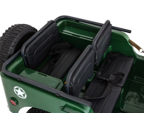 Autko Wojskowe Retro dla 3 dzieci Zielony + Napęd 4x4 + Schowki + EVA + Wolny Start + MP3 LED Autko Wojskowe Retro dla 3 dzieci Zielony + Napęd 4x4 + Schowki + EVA + Wolny Start + MP3 LED