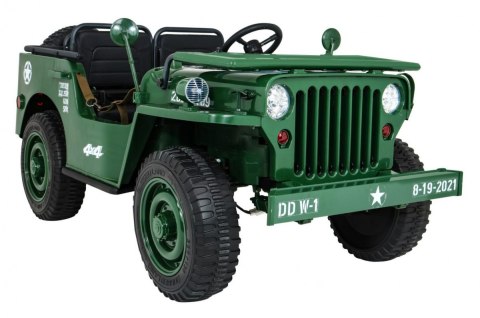 Autko Wojskowe Retro dla 3 dzieci Zielony + Napęd 4x4 + Schowki + EVA + Wolny Start + MP3 LED Autko Wojskowe Retro dla 3 dzieci Zielony + Napęd 4x4 + Schowki + EVA + Wolny Start + MP3 LED