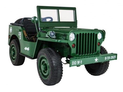 Autko Wojskowe Retro dla 3 dzieci Zielony + Napęd 4x4 + Schowki + EVA + Wolny Start + MP3 LED Autko Wojskowe Retro dla 3 dzieci Zielony + Napęd 4x4 + Schowki + EVA + Wolny Start + MP3 LED