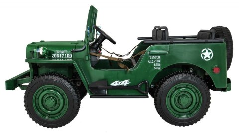 Autko Wojskowe Retro dla 3 dzieci Zielony + Napęd 4x4 + Schowki + EVA + Wolny Start + MP3 LED Autko Wojskowe Retro dla 3 dzieci Zielony + Napęd 4x4 + Schowki + EVA + Wolny Start + MP3 LED