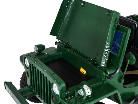 Autko Wojskowe Retro dla 3 dzieci Zielony + Napęd 4x4 + Schowki + EVA + Wolny Start + MP3 LED Autko Wojskowe Retro dla 3 dzieci Zielony + Napęd 4x4 + Schowki + EVA + Wolny Start + MP3 LED
