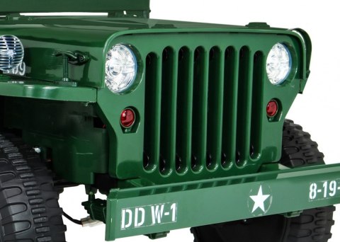 Autko Wojskowe Retro dla 3 dzieci Zielony + Napęd 4x4 + Schowki + EVA + Wolny Start + MP3 LED Autko Wojskowe Retro dla 3 dzieci Zielony + Napęd 4x4 + Schowki + EVA + Wolny Start + MP3 LED