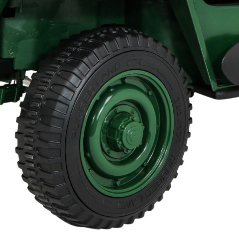 Autko Wojskowe Retro dla 3 dzieci Zielony + Napęd 4x4 + Schowki + EVA + Wolny Start + MP3 LED Autko Wojskowe Retro dla 3 dzieci Zielony + Napęd 4x4 + Schowki + EVA + Wolny Start + MP3 LED