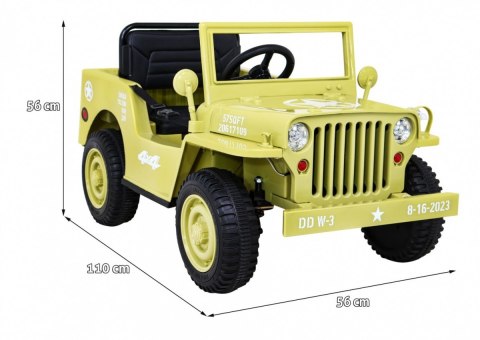Autko Wojskowe Retro dla dzieci Beżowy + Napęd 4x4 + Pilot + 2 Bagażniki + Wolny Start + MP3 LED Autko Wojskowe Retro dla dzieci Beżowy + Napęd 4x4 + Pilot + 2 Bagażniki + Wolny Start + MP3 LED