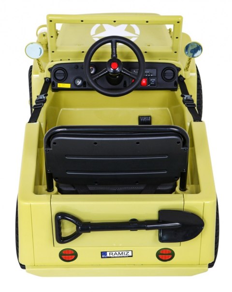 Autko Wojskowe Retro dla dzieci Beżowy + Napęd 4x4 + Pilot + 2 Bagażniki + Wolny Start + MP3 LED Autko Wojskowe Retro dla dzieci Beżowy + Napęd 4x4 + Pilot + 2 Bagażniki + Wolny Start + MP3 LED