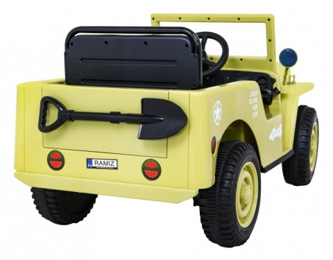 Autko Wojskowe Retro dla dzieci Beżowy + Napęd 4x4 + Pilot + 2 Bagażniki + Wolny Start + MP3 LED Autko Wojskowe Retro dla dzieci Beżowy + Napęd 4x4 + Pilot + 2 Bagażniki + Wolny Start + MP3 LED