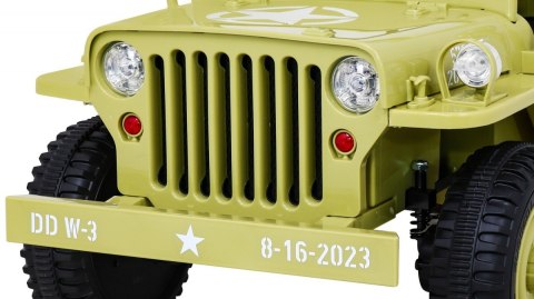 Autko Wojskowe Retro dla dzieci Beżowy + Napęd 4x4 + Pilot + 2 Bagażniki + Wolny Start + MP3 LED Autko Wojskowe Retro dla dzieci Beżowy + Napęd 4x4 + Pilot + 2 Bagażniki + Wolny Start + MP3 LED