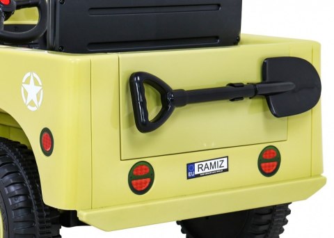 Autko Wojskowe Retro dla dzieci Beżowy + Napęd 4x4 + Pilot + 2 Bagażniki + Wolny Start + MP3 LED Autko Wojskowe Retro dla dzieci Beżowy + Napęd 4x4 + Pilot + 2 Bagażniki + Wolny Start + MP3 LED