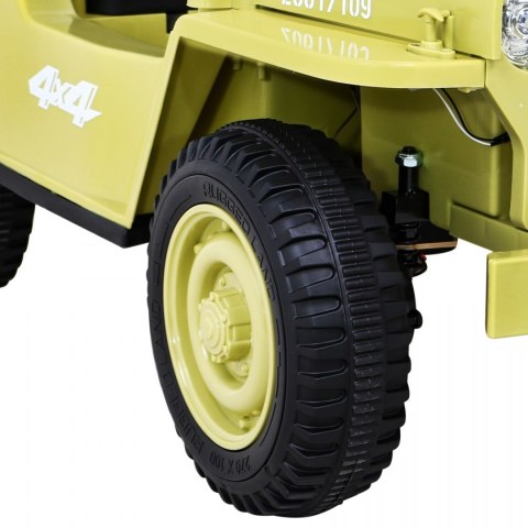 Autko Wojskowe Retro dla dzieci Beżowy + Napęd 4x4 + Pilot + 2 Bagażniki + Wolny Start + MP3 LED Autko Wojskowe Retro dla dzieci Beżowy + Napęd 4x4 + Pilot + 2 Bagażniki + Wolny Start + MP3 LED