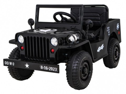 Autko Wojskowe Retro dla dzieci Czarny + Napęd 4x4 + Pilot + 2 Bagażniki + Wolny Start + MP3 LED Autko Wojskowe Retro dla dzieci Czarny + Napęd 4x4 + Pilot + 2 Bagażniki + Wolny Start + MP3 LED