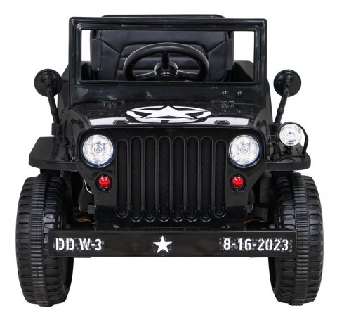 Autko Wojskowe Retro dla dzieci Czarny + Napęd 4x4 + Pilot + 2 Bagażniki + Wolny Start + MP3 LED Autko Wojskowe Retro dla dzieci Czarny + Napęd 4x4 + Pilot + 2 Bagażniki + Wolny Start + MP3 LED
