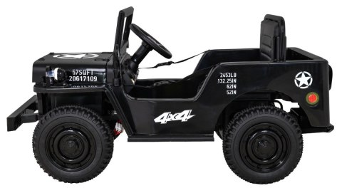 Autko Wojskowe Retro dla dzieci Czarny + Napęd 4x4 + Pilot + 2 Bagażniki + Wolny Start + MP3 LED Autko Wojskowe Retro dla dzieci Czarny + Napęd 4x4 + Pilot + 2 Bagażniki + Wolny Start + MP3 LED