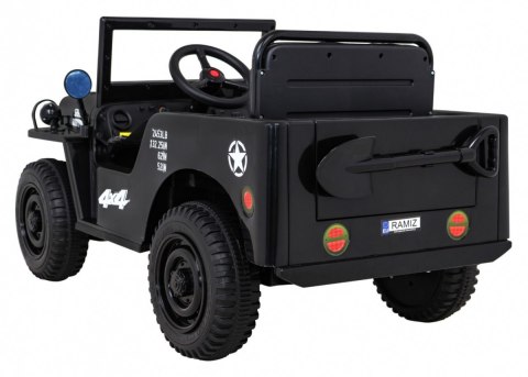 Autko Wojskowe Retro dla dzieci Czarny + Napęd 4x4 + Pilot + 2 Bagażniki + Wolny Start + MP3 LED Autko Wojskowe Retro dla dzieci Czarny + Napęd 4x4 + Pilot + 2 Bagażniki + Wolny Start + MP3 LED