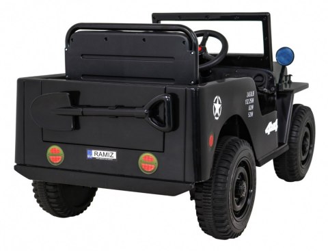 Autko Wojskowe Retro dla dzieci Czarny + Napęd 4x4 + Pilot + 2 Bagażniki + Wolny Start + MP3 LED Autko Wojskowe Retro dla dzieci Czarny + Napęd 4x4 + Pilot + 2 Bagażniki + Wolny Start + MP3 LED