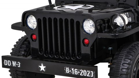 Autko Wojskowe Retro dla dzieci Czarny + Napęd 4x4 + Pilot + 2 Bagażniki + Wolny Start + MP3 LED Autko Wojskowe Retro dla dzieci Czarny + Napęd 4x4 + Pilot + 2 Bagażniki + Wolny Start + MP3 LED