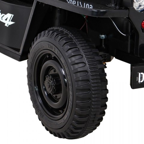 Autko Wojskowe Retro dla dzieci Czarny + Napęd 4x4 + Pilot + 2 Bagażniki + Wolny Start + MP3 LED Autko Wojskowe Retro dla dzieci Czarny + Napęd 4x4 + Pilot + 2 Bagażniki + Wolny Start + MP3 LED